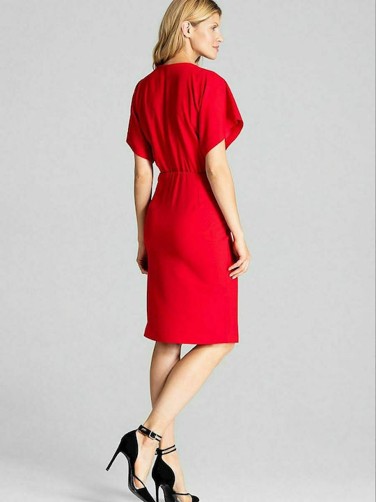 Figl M687 Midi Dress Short Sleeve Red 138290