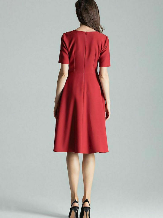 Figl M673 Midi Kleid Kurzärmelig Rot 135797