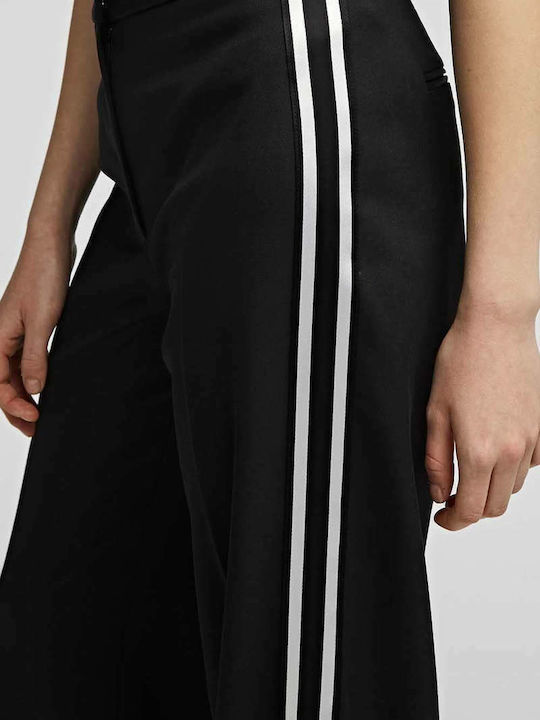 Women's High-waisted Fabric Trousers Flared Black
