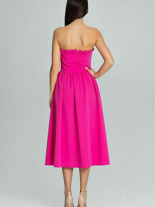 Figl M602 Midi Evening Dress Strapless Pink 116341