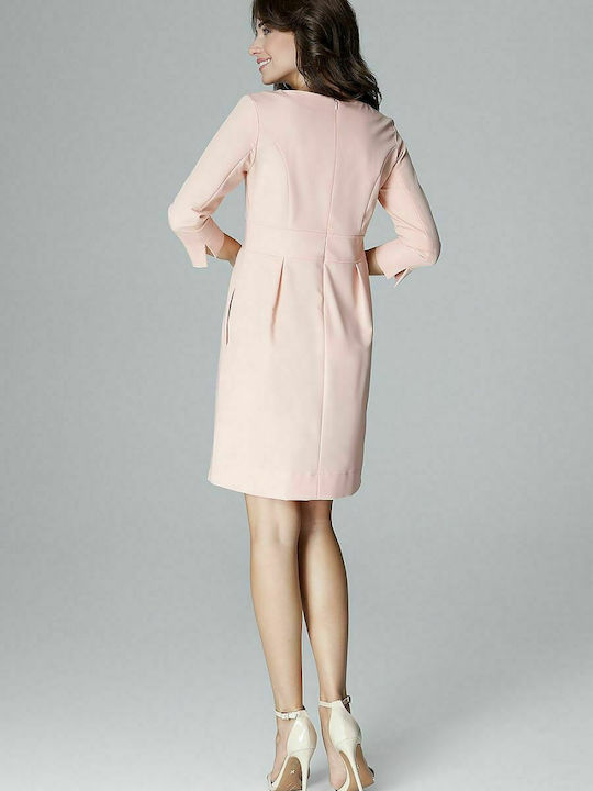 Lenitif L004 Mini Dress 3/4 Sleeve Pink