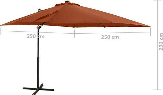 Hängender Quadratischer Aluminium Garten- und Terrassen-Sonnenschirm Terra cotta 2,5x2,5 m