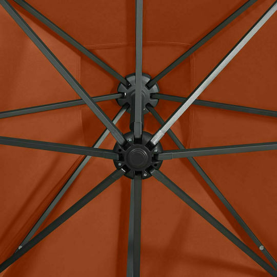 Hängender Quadratischer Aluminium Garten- und Terrassen-Sonnenschirm Terra cotta 2,5x2,5 m
