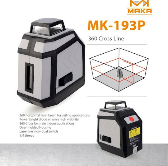 Maka Technology MK-193P 360 Self-Leveling Linear Laser Level Red Beam