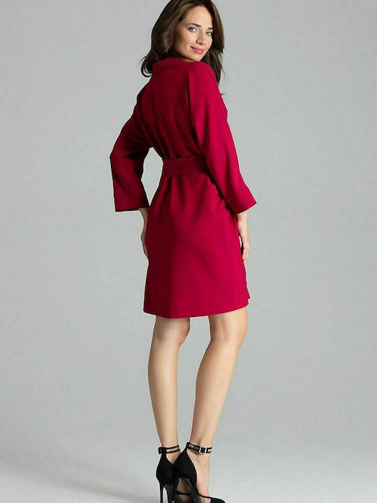 Lenitif L058 Mini Dress Long Sleeve Wrap Red