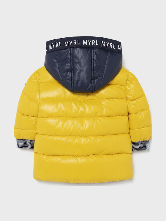 Kids' Quilted Jacket Long with Hood Yellow