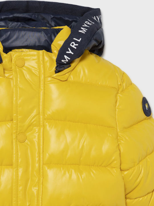 Kids' Quilted Jacket Long with Hood Yellow