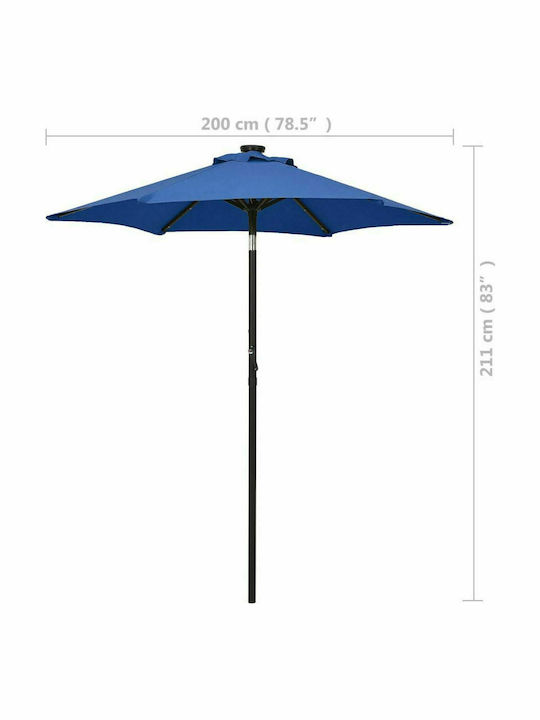 Round Aluminum Parasol Azur Blue Diameter 2xHeight 2.11m