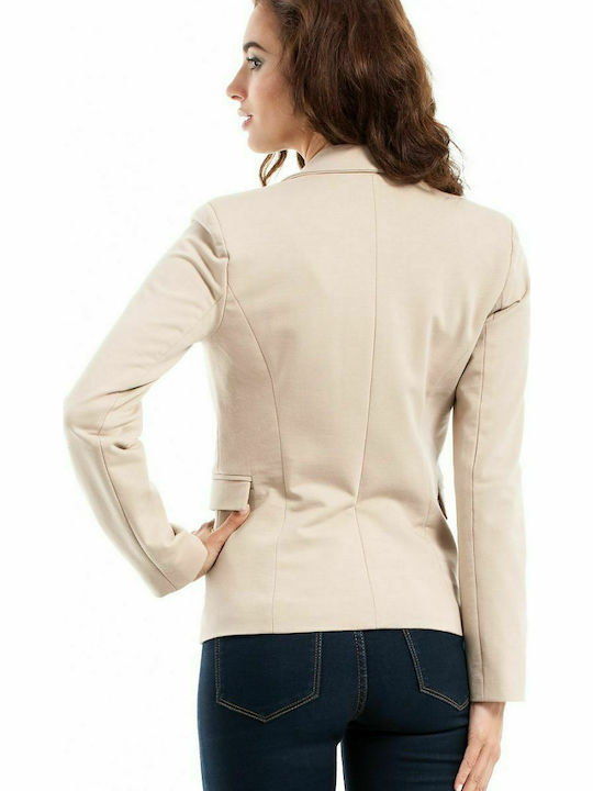 MOE M243 Women's Waisted Blazer Beige MOE243