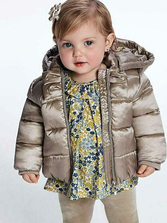 Kids' Quilted Jacket Short with Hood Gold Ecofriends