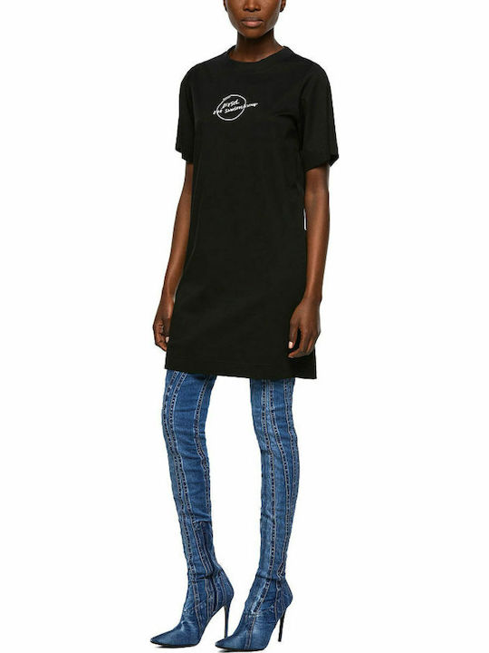 Καλοκαιρινό Mini T-shirt Φόρεμα Μαύρο