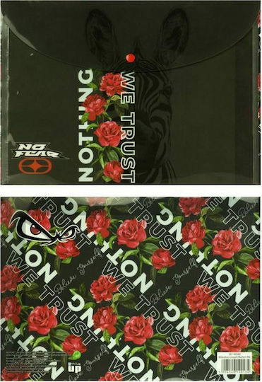 No Fear Folder with Button for Paper A4 Black Bmu