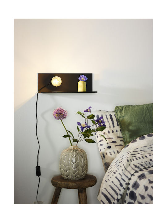 Lucide Lightning Sebo Vintage Lamp Wall Socket with Socket E27 and Switch Black 12x12cm
