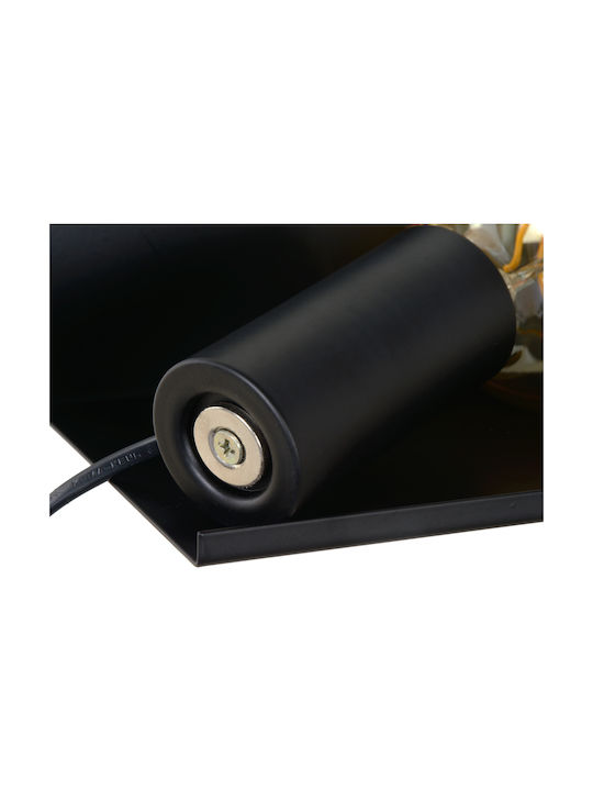 Lucide Lightning Sebo Vintage Lamp Wall Socket with Socket E27 and Switch Black 12x12cm