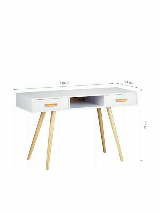 Γραφείο Ξύλινο Λευκό 75x45x120εκ.