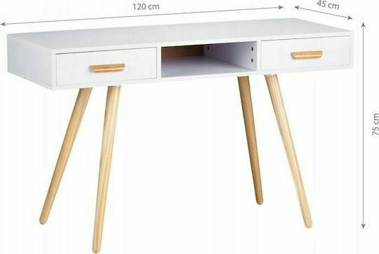 Бюро от Дърво Бяло 75x45x120см