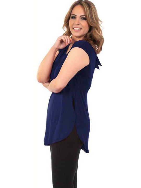 Damen Bluse Ärmellos Marineblau