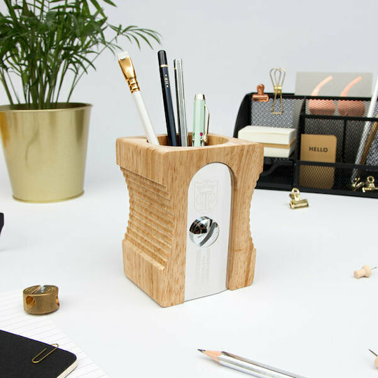 Wooden Pencil Holder Pencilpot 1 in Brown Color 1pcs 12x8.5x8.5cm