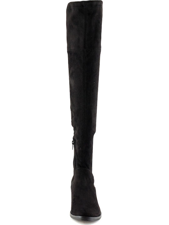 Wildleder Damenstiefel Über dem Knie Schwarz