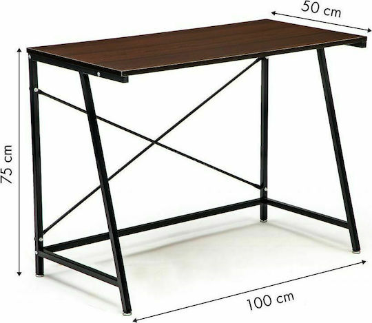 Birou din Lemn Maro cu Picioare Metalice 75x50x100cm
