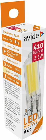 Avide ABG9NW-3.5W-COB LED Bulb 3.5W 225mm for Socket G9 Natural White 410lm