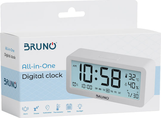 Bruno Ceas De Masă Digital Din Plastic Alb Bruno Ceas De Masă Digital Din Plastic Alb