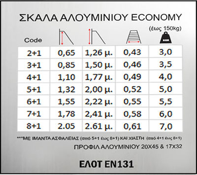 Pankoskal Economy Ladder Metallic with 2+1 Steps 126pcs