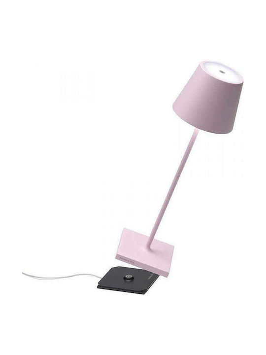Zafferano Poldina Metal Lampă de masă LED cu Abajur Violet și Bază Roz