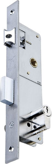 Domus Recessed Lock Front door Recessed Locks with Cylinder and Center 90mm Silver Left