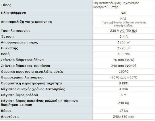 ACM Μοτέρ Γκαραζόπορτας Οροφής έως 360kg 240/76 BME