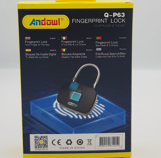 Andowl Bronze Padlock Brass With Fingerprint 75mm Black 1pcs
