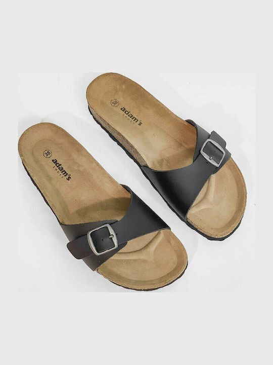 Leder Flache Sandalen für Damen Anatomisch in Schwarz Farbe