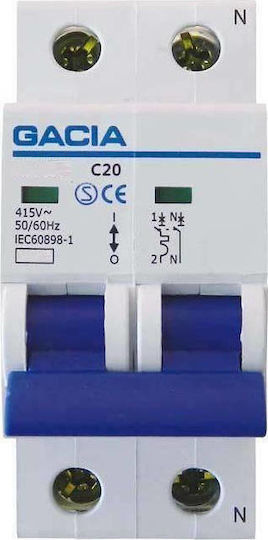 Gacia 2-Poles Automatic Circuit Breaker 25A 2x25A 3KA 500-42314