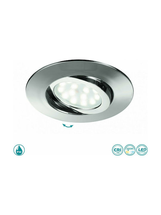 Fan Europe Zenit-5W CR Rund Metallisch Einbau Spot mit integriertem LED und Warmweißes Licht Silber 2.5x2.5cm.