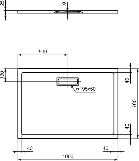 Ideal Standard Ultra Flat New Rectangulară Acrilic Duș 100x70cm Neagră