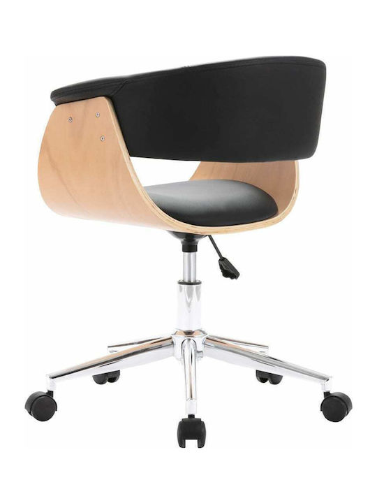 Rotating Armchair Visitor with Wheels in Black Color 59.5x58x66cm 2pcs
