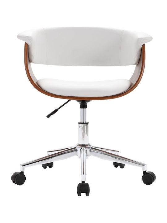 Rotating Armchair Visitor with Arms & Wheels in White Color 59.5x58x66cm 2pcs