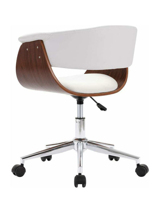 Rotating Armchair Visitor with Arms & Wheels in White Color 59.5x58x66cm 2pcs