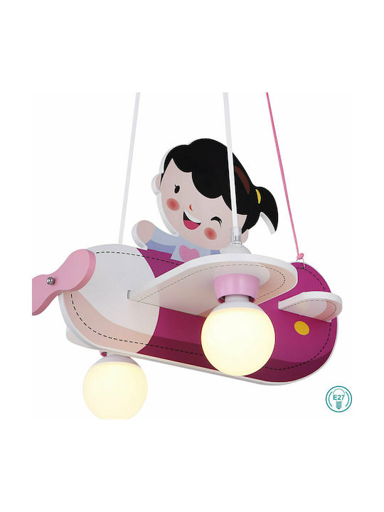 Globo Lighting Kita Single Bulb Kids Lighting Pendant of Plastic 40W with Drive Size E27 In Pink Colour 43cm