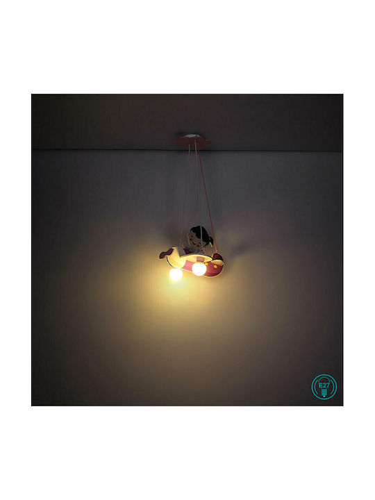 Globo Lighting Kids Plastic Single Ceiling Light E27 Kita Pink 40W 43cm