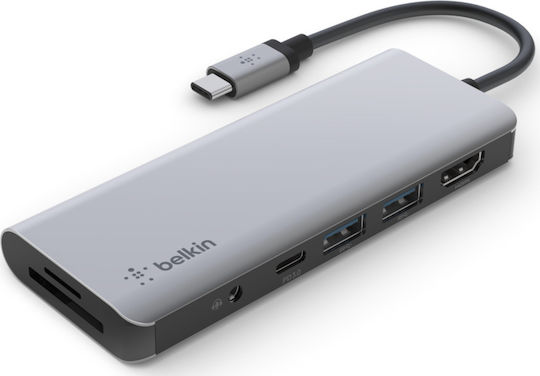 Belkin Connect 7-in-1 USB-C Stație de andocare cu HDMI 4K PD Gri