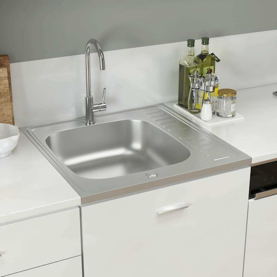 vidaXL Ένθετος Νεροχύτης Inox Μ60xΠ60cm Ασημί