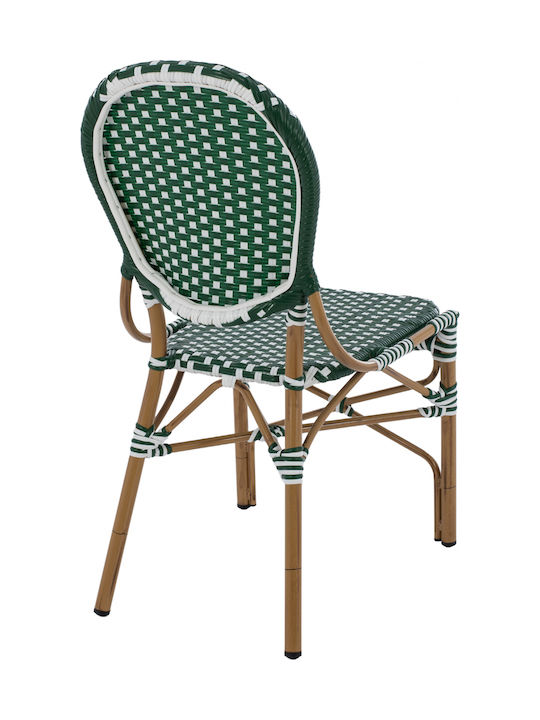 Outdoor-Stuhl Rattan Bamboo Look Green / White 47x55x98εκ.