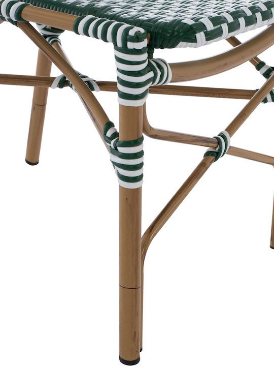 Outdoor-Stuhl Rattan Bamboo Look Green / White 47x55x98εκ.