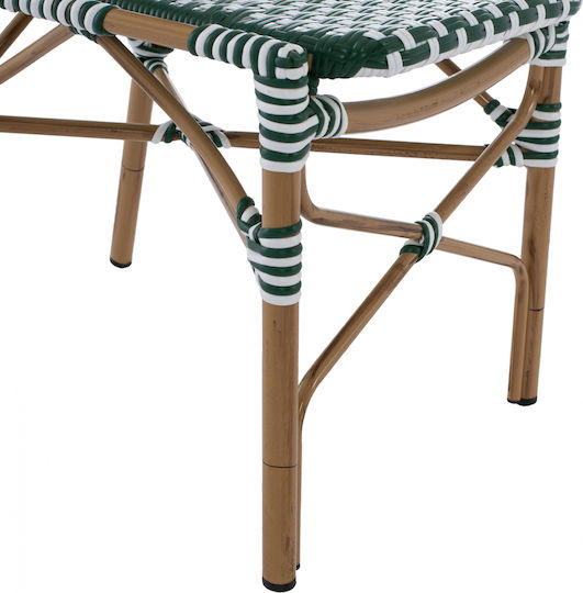 Καρέκλα Εξωτερικού Χώρου Rattan Bamboo Look Πράσινο / Λευκό 47x55x98εκ.