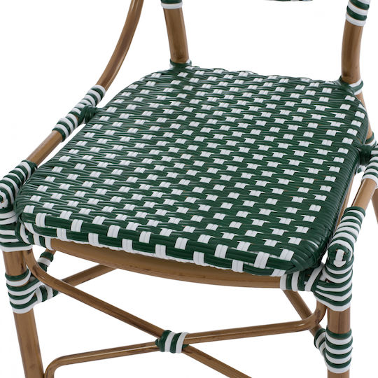 Καρέκλα Εξωτερικού Χώρου Rattan Bamboo Look Πράσινο / Λευκό 47x55x98εκ.