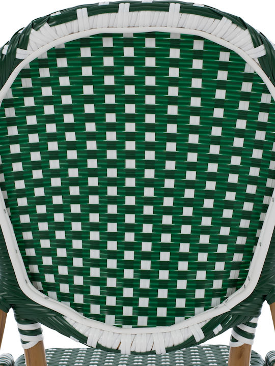 Outdoor-Stuhl Rattan Bamboo Look Green / White 47x55x98εκ.