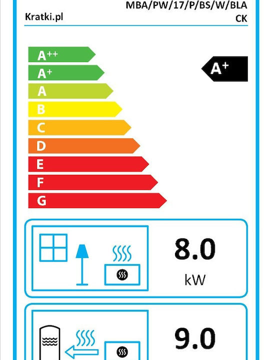 Kratki MBA PW 17 P BS W Ενεργειακό Τζάκι Ξύλου Καλοριφέρ 17kW Δεξιά Γωνία με Ανοιγόμενη Πόρτα Κλειστού Δοχείου Black
