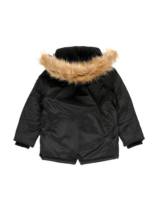 Boboli Kids Parka Long Hooded Black