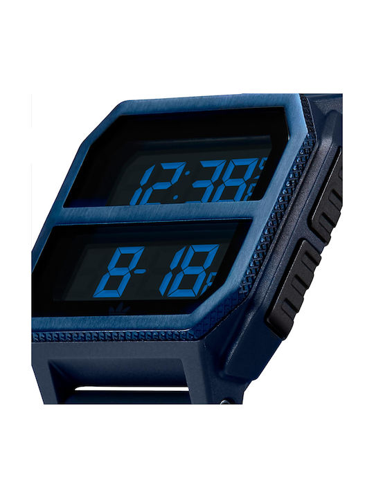 adidas Archive R2 Digital Men's Watch 42mm Chronograph Battery with Blue Rubber Strap